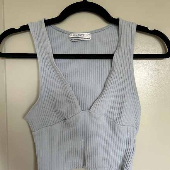Urban Outfitters Tops - Urban Outfitters Blue Ribbed Crop Tank Top